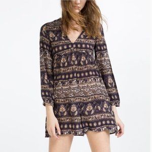 ZARA Print Long Sleeve Romper